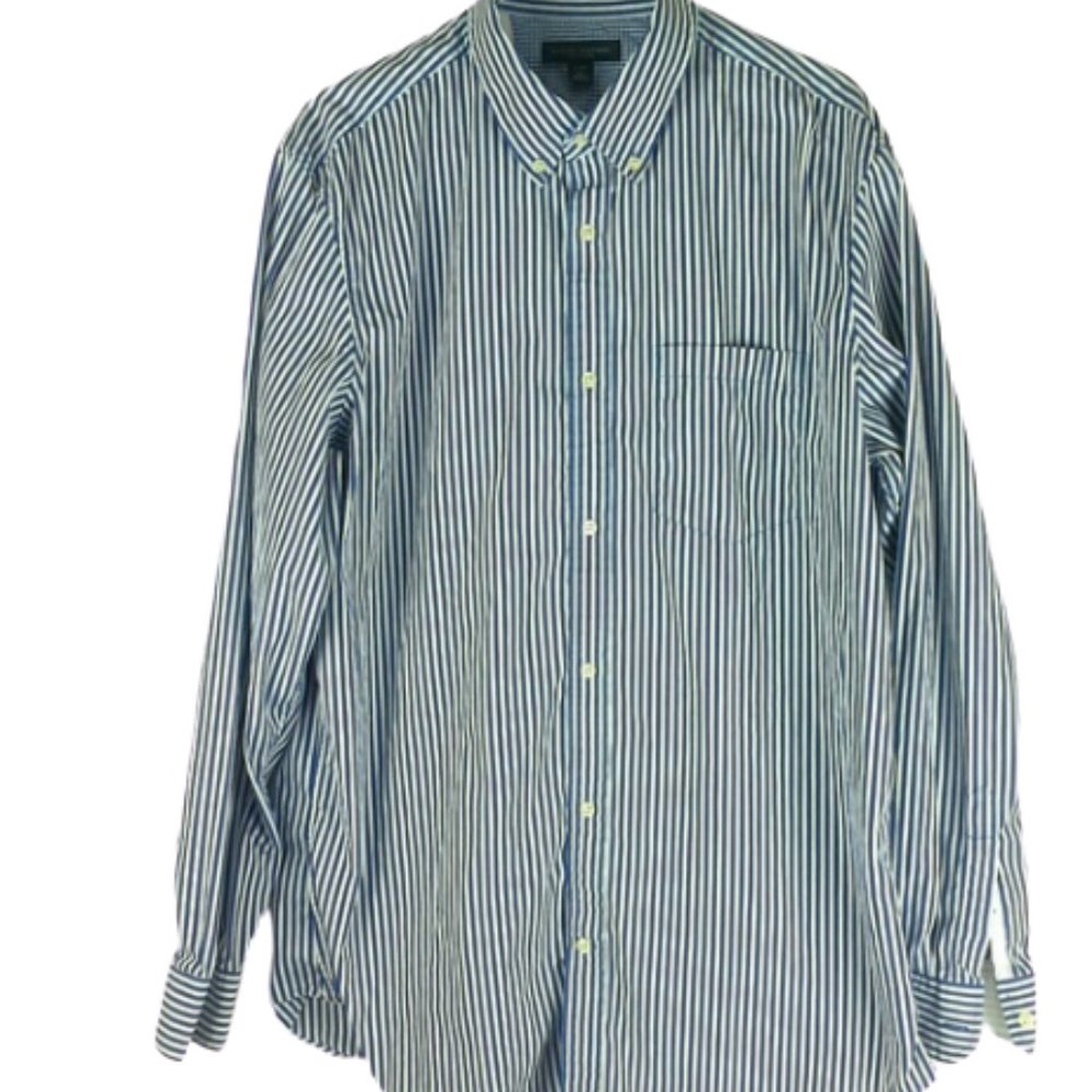 Banana Republic Dress Shirt Blue White Striped XL